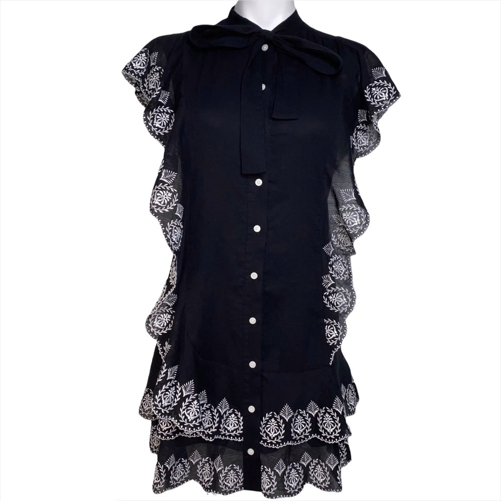 Derek Lam 10 Crosby Black Ruffle Button Down Dress